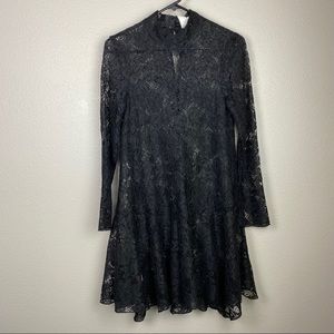 ASOS Conscious Black Lace Collar Long Sleeve Dress